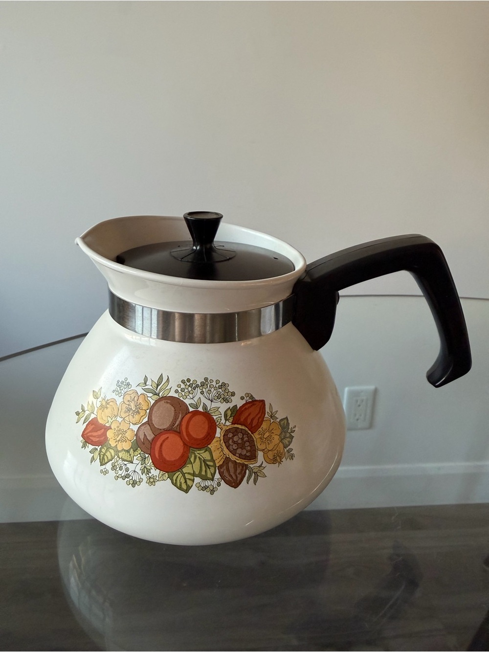 Vintage Corning Ware Spice Of Life 6-Cup Coffee Tea Pot Kettle P-104-8 with Lid